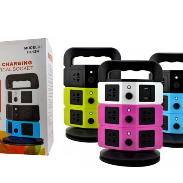 Multitoma Corriente Vertical 8 Tomas Y 2 Cargador Usb.