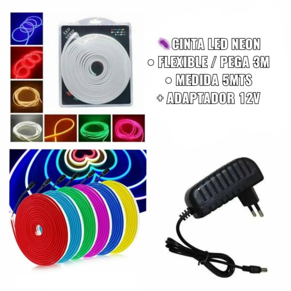 Cinta Led Neon 3528 120 12v Dc Avisos Flex Ip68 Colores