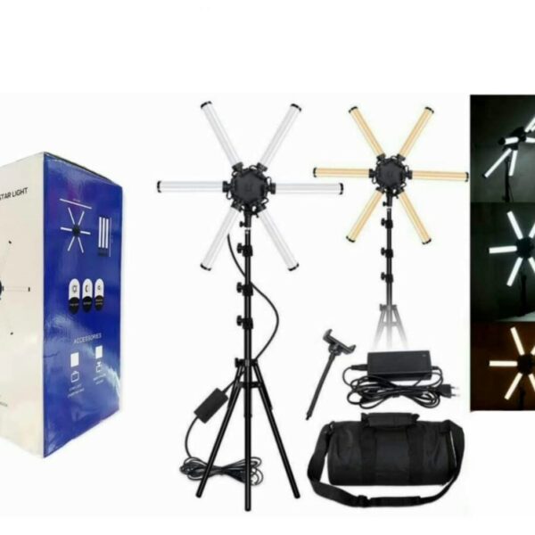 Aro Luz Led 65cm Estrella 6 Tubos Iluminación Fotografía Env