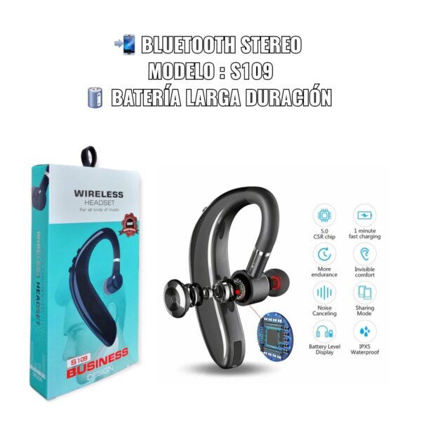 Audífonos Bluetooth A S109 Business De Un Solo Oído 1726