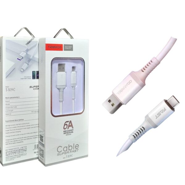 Cable Tipo C-USB T-X19C Carga Rápida Datos TRANYOO 6A Super Fast