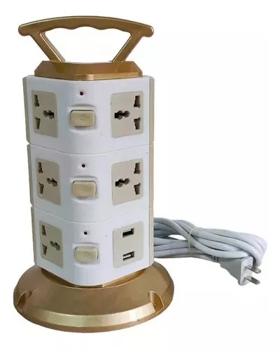 Torre Vertical Multitoma 15 Conexión 4 Pisos 2500w X2 Usb